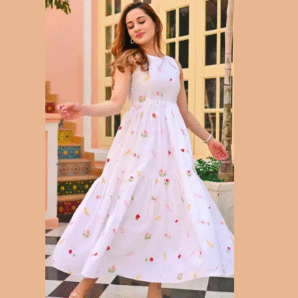 Women Printed Cotton Blend Gown Kurta